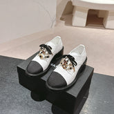 OXFORD SHOES WHITE MIX BLACK SHEEPSKIN