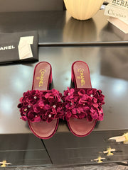 MID HEEL 45 MM MULE IN PLUM PURPLE VELVET