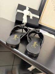 CC 25C Thong Sandal Bow Black Lambskin 233562