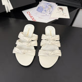 CC 25C Three Strap Mule White Lambskin 233558