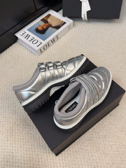 SNEAKERS WITH THREE STRAPS IN SILVER CALFSKIN