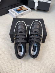 SNEAKERS WITH THREE STRAPS IN BLACK CALFSKIN