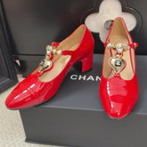 MARY JANE SHOES IN RUBY RED PATENT CALFSKIN 55 MM