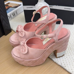 HIGH 12 CM PLATFORM SANDALS IN BLUSH PINK SUEDE