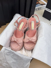 HIGH 12 CM PLATFORM SANDALS IN BLUSH PINK SUEDE