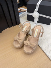 HIGH 12 CM PLATFORM SANDALS IN CAMEL BEIGE SUEDE