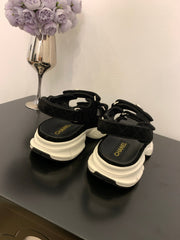 SANDAL 25S IN BLACK SUEDUE FABRIC