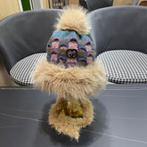 BEANIE HAT IN COLORFUL WOOL AND RABBIT FUR 392115