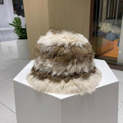 BUCKET HAT IN BROWN MIX WHITE FLEECE 412797