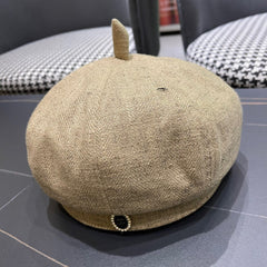 BERET HAT IN PEANUT BROWN FABRIC 420942