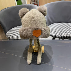 BEANIE HAT IN PARCHMENT BEIGE WOOL AND LAMB FUR 427794