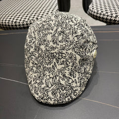 BAKER BOY CAP IN WHITE MIX BLACK FABRIC 431518