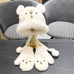 THREE-PIECE SET IN WHITE FLEECE AND WOOL 433195