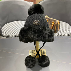 DEERSTALKER HAT IN BLACK WOOL AND FLEECE 434696