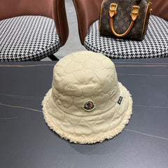 REVERSIBLE NAPPA & SHEARLING BUCKET HAT TAN BEIGE 436509