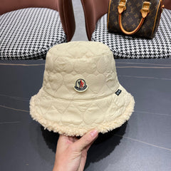 REVERSIBLE NAPPA & SHEARLING BUCKET HAT TAN BEIGE 436509