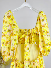 PUFF SLEEVE MINI DRESS 25S IN LINEN 266364