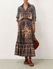 PATTERNED BLOUSE AND SKIRT SET