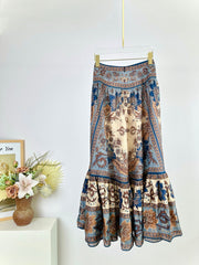 LONG SKIRT PRINTED 25S IN SPUN SILK 266326