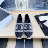CC ESPADRILLES PLATFORM IN WHITE MIX BLACK TWEED