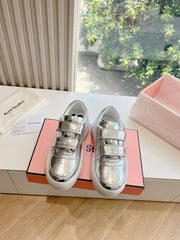 ACNE STUDIO SNEAKER IN SILVER LAMBSKIN