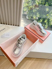 ACNE STUDIO SNEAKER IN SILVER LAMBSKIN