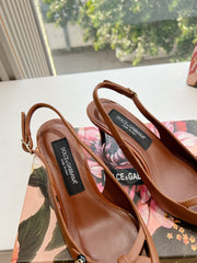 DG 70MM FOOTWEAR – BLUSH IN BROWN CALFSKIN SLINGBACK