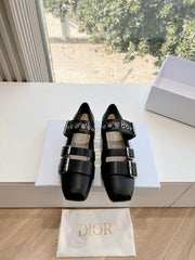 PUNK BALLET FLAT IN BLACK SUPPLE CALFSKIN