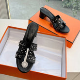 0ASIS SANDAL IN BLACK CALFSKIN WITH STUD