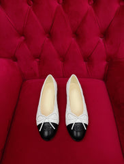 ballet flat black white quilted lambskin