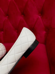 ballet flat black white quilted lambskin