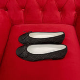 ballet flat black denim grosgrain