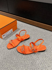 BUCKLE SANDAL BRIGHT ORANGE CALFSKIN