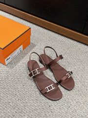 BUCKLE SANDAL CHOCOLATE CALFSKIN