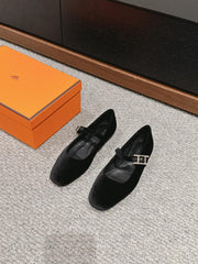 JANE BALLET FLAT BLACK VELVET