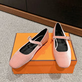 JANE BALLET FLAT PEACHY PINK VELVET