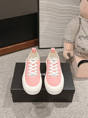 LACE-UP SNEAKERS IN PASTEL PINK CANVAS