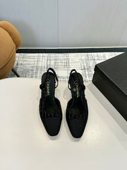 CC SLINGBACK 25S 65 MM IN BLACK TWEED MIX SEQUINS