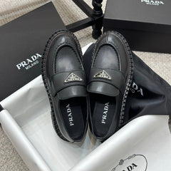 PRADA 25S LOAFER 50MM IN BLACK CALFSKIN LOGO