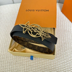 LV MEDIUM 25 MM BELT IN BLACK CALFSKIN GOLD HARDWARE
