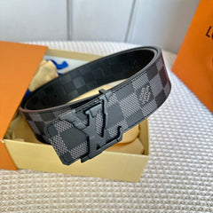 LV 25S BELT 40 MM IN BLACK MIX GREY CALFSKIN 593221
