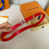 LV GRAM 20 MM REVERSIBLE BELT CHERRY RED CALFSKIN SILVER HARDWARE