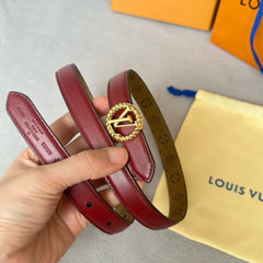 LV S-LOCK BELT 20 MM IN CHERRY RED CALFSKIN AND CIRCLE GOLD HARDWARE