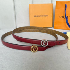 LV S-LOCK BELT 20 MM IN CHERRY RED CALFSKIN AND CIRCLE SILVER HARDWARE