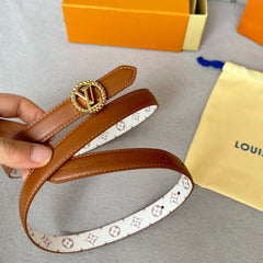 LV S-LOCK BELT 20 MM IN BRONZE BROWN CALFSKIN AND CIRCLE GOLD HARDWARE