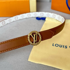LV S-LOCK BELT 20 MM IN BRONZE BROWN CALFSKIN AND CIRCLE GOLD HARDWARE