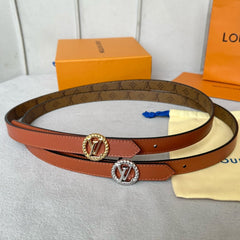 LV Circle Nautical 20mm Reversible Belt Gold Buckle Tan Light Brown Lambskin