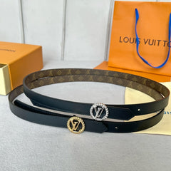 LV S-LOCK BELT 20 MM IN BLACK CALFSKIN AND CIRCLE SILVER HARDWARE