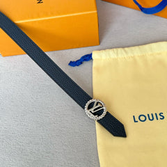 LV S-LOCK BELT 20 MM IN NAVY BLUE CALFSKIN AND CIRCLE SILVER HARDWARE