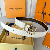 LV BLOOM 30MM BELT IN WHITE CALFSKIN GOLD HARDWARE